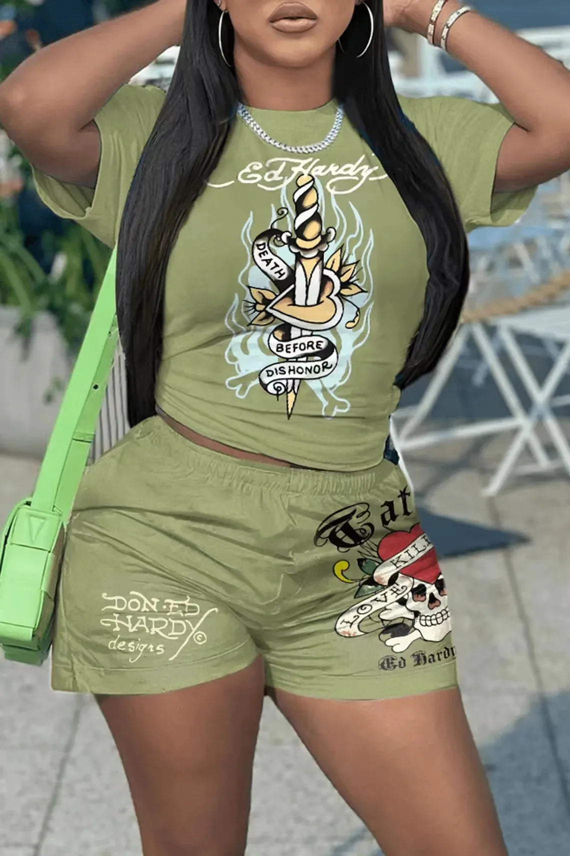 Short Sleeve Crop Tops Casual Shorts Matching Set 2025 Summer Print Fitness Workout Tracksuits 2 Piece Sets Woman Outfit
