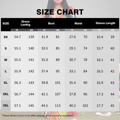Women's Short Sleeve Sexy V Neck Loose Boho Long Dress Fashion Printed With Split hem